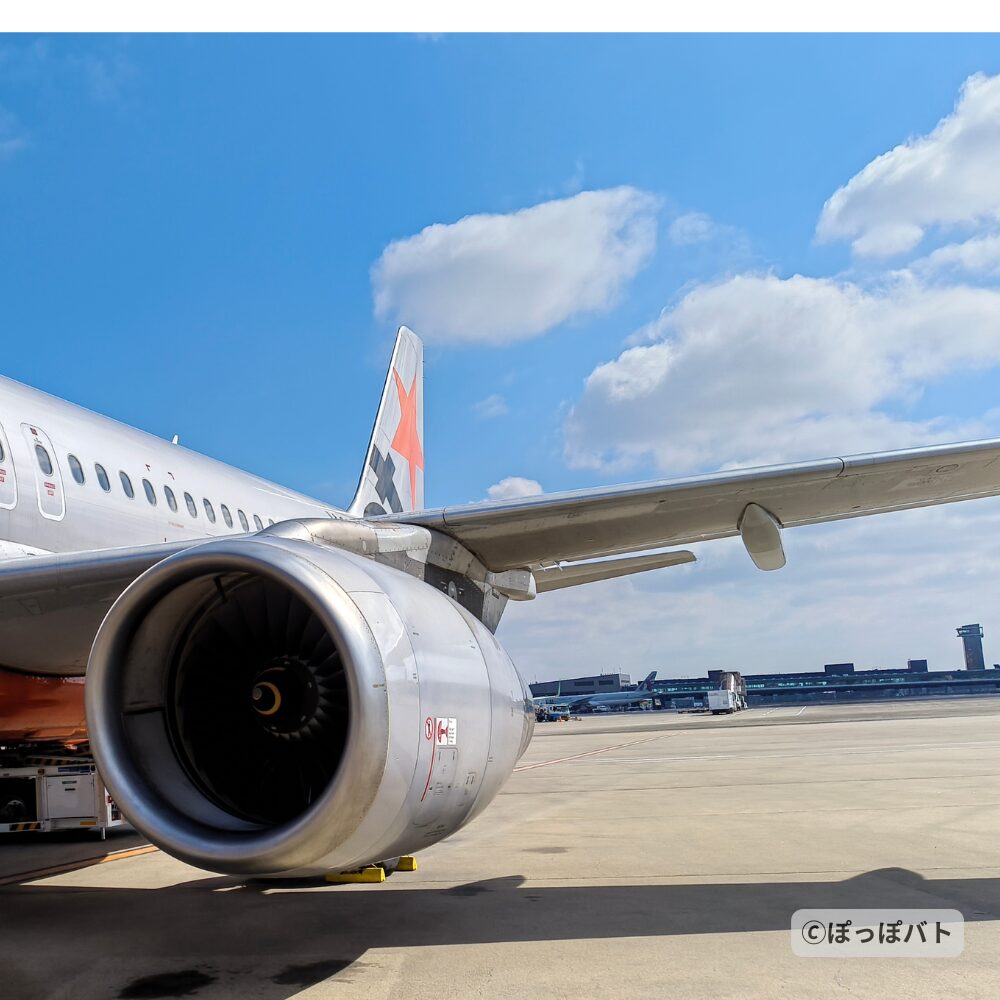 成田空港で鹿児島行きの飛行機に搭乗時の様子